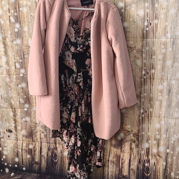 Lungo l'Arno Faux Fur dusty pink open coat - Picture 14 of 15